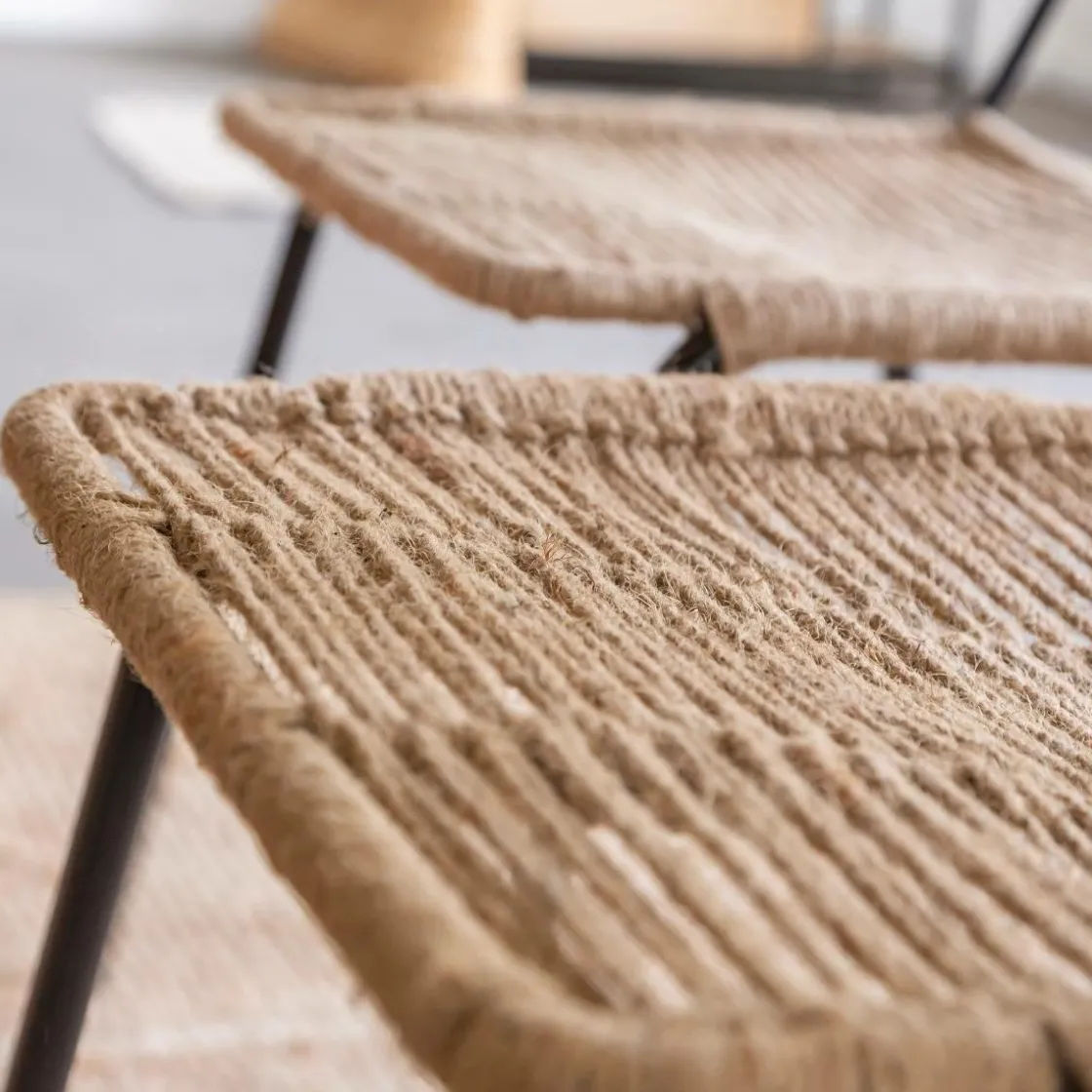 Made in Meubles Chaise<Chaise en métal et corde beige Emilia (lot de 2)