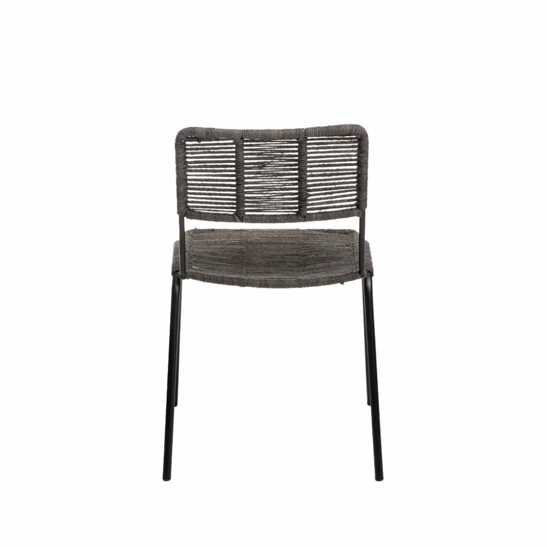 Made in Meubles Chaise<Chaise en métal et corde grise Emilia (lot de 2)