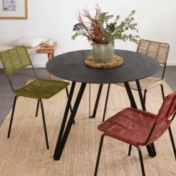 Made in Meubles Chaise<Chaise en métal et corde rouge Emilia (lot de 2)