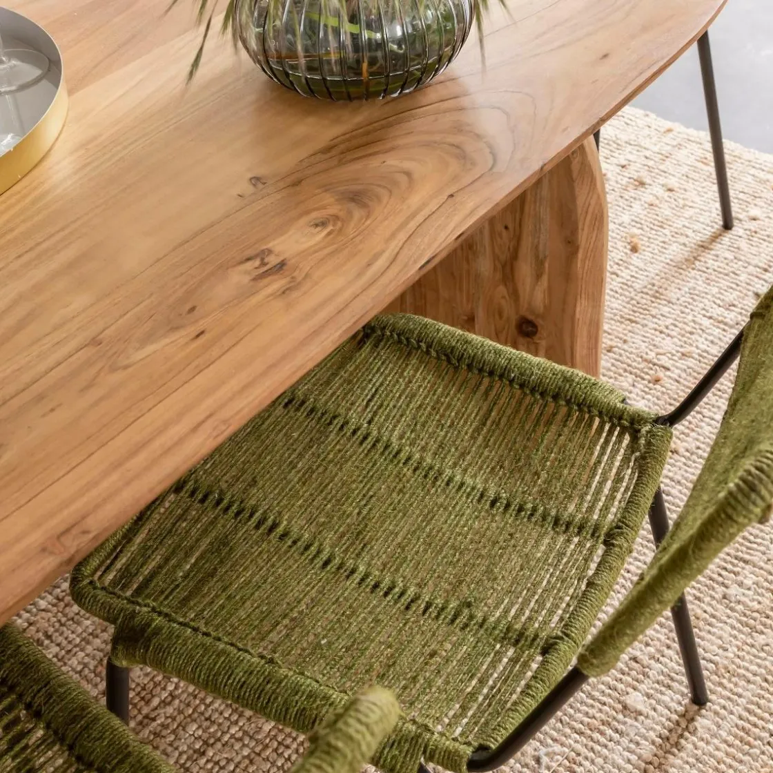 Made in Meubles Chaise<Chaise en métal et corde verte Emilia (lot de 2)