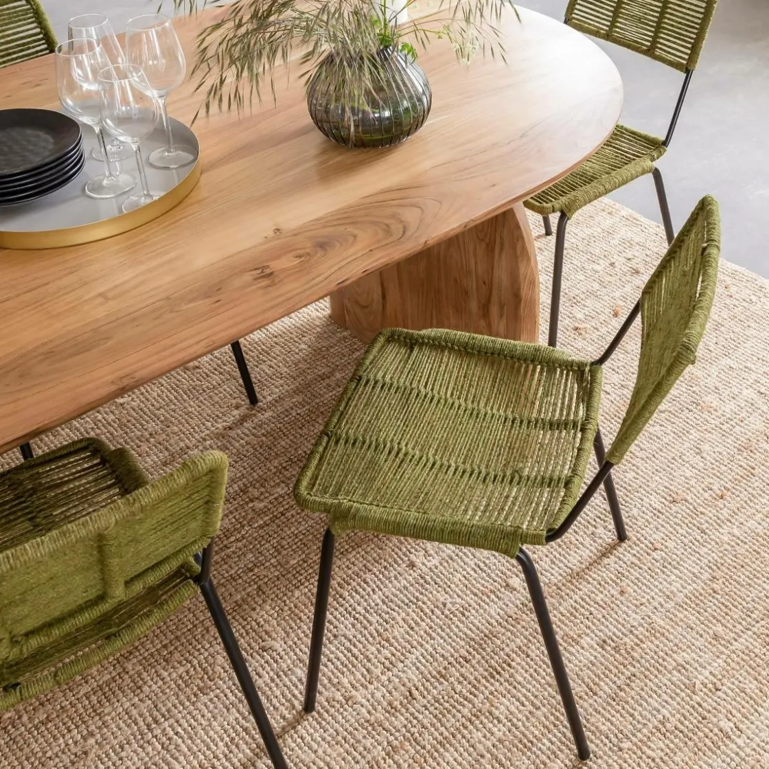 Made in Meubles Chaise<Chaise en métal et corde verte Emilia (lot de 2)