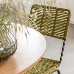 Made in Meubles Chaise<Chaise en métal et corde verte Emilia (lot de 2)