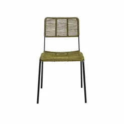 Made in Meubles Chaise<Chaise en métal et corde verte Emilia (lot de 2)