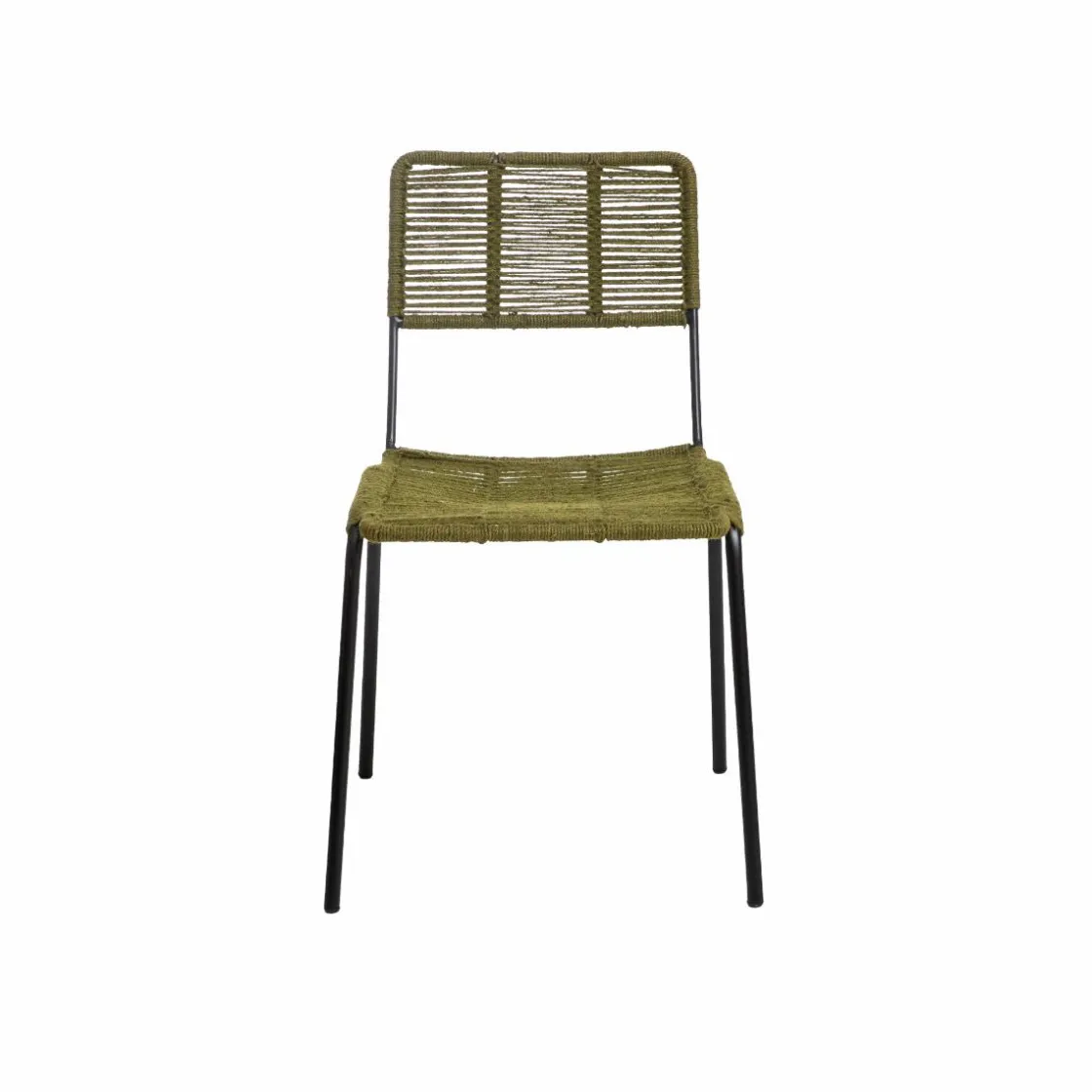 Made in Meubles Chaise<Chaise en métal et corde verte Emilia (lot de 2)