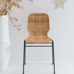 Made in Meubles Chaise<Chaise en métal et rotin Minal (lot de 2)