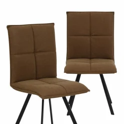 Made in Meubles Chaise<Chaise en polyester marron Nino (lot de 2)