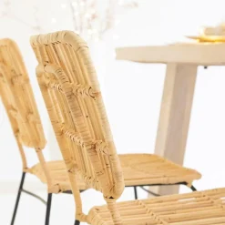 Made in Meubles Chaise<Chaise en rotin et en métal Sélina (lot de 2)