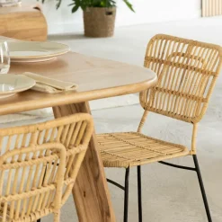 Made in Meubles Chaise<Chaise en rotin et en métal Sélina (lot de 2)