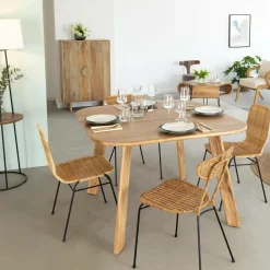 Made in Meubles Chaise<Chaise en rotin et en métal Leila (lot de 2)