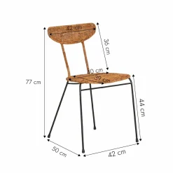 Made in Meubles Chaise<Chaise en rotin et en métal Leila (lot de 2)