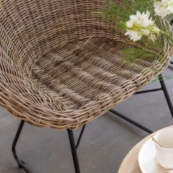 Made in Meubles Chaise<Chaise en rotin et métal Amael (lot de 2)