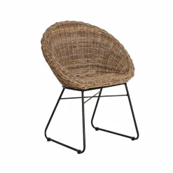 Made in Meubles Chaise<Chaise en rotin et métal Amael (lot de 2)