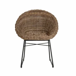 Made in Meubles Chaise<Chaise en rotin et métal Amael (lot de 2)