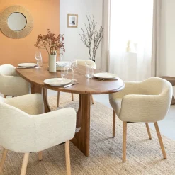 Made in Meubles Chaise<Chaise en tissu beige Solène (lot de 2)