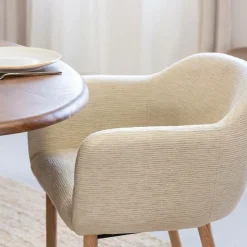 Made in Meubles Chaise<Chaise en tissu beige Solène (lot de 2)