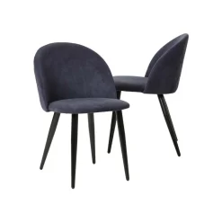 Made in Meubles Chaise<Chaise en tissu bleu marine et métal Jasmine (lot de 2)