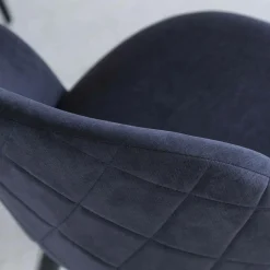 Made in Meubles Chaise<Chaise en tissu bleu marine et métal Jasmine (lot de 2)