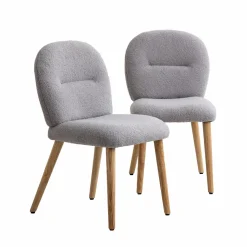 Made in Meubles Chaise<Chaise en tissu bouclette grise Ayse (lot de 2)