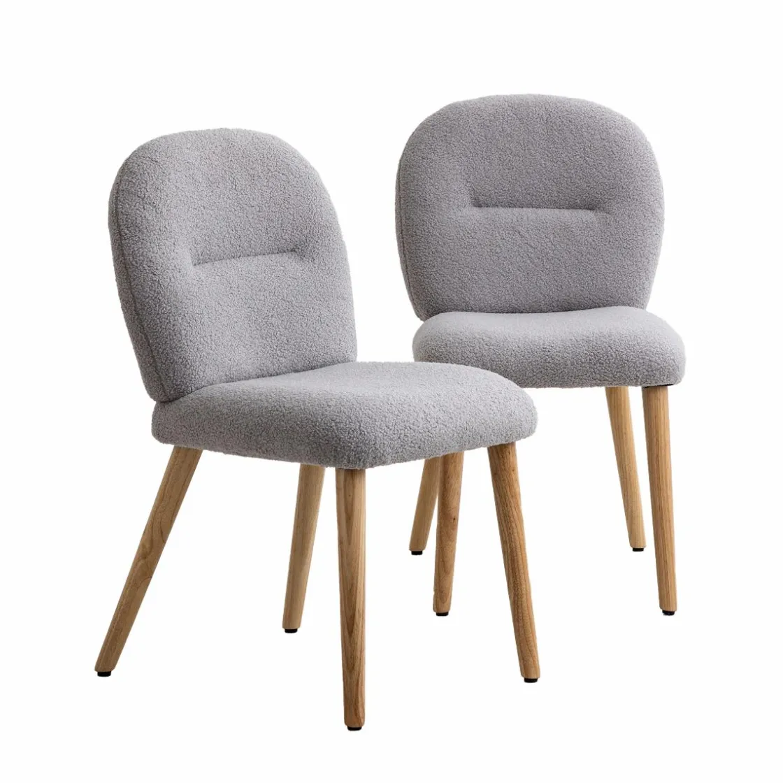 Made in Meubles Chaise<Chaise en tissu bouclette grise Ayse (lot de 2)