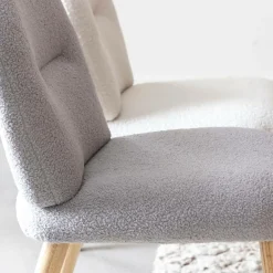 Made in Meubles Chaise<Chaise en tissu bouclette grise Ayse (lot de 2)