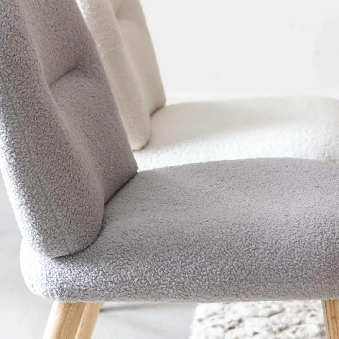 Made in Meubles Chaise<Chaise en tissu bouclette grise Ayse (lot de 2)