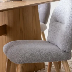 Made in Meubles Chaise<Chaise en tissu bouclette grise Ayse (lot de 2)