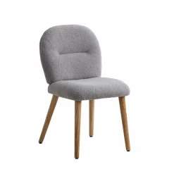 Made in Meubles Chaise<Chaise en tissu bouclette grise Ayse (lot de 2)