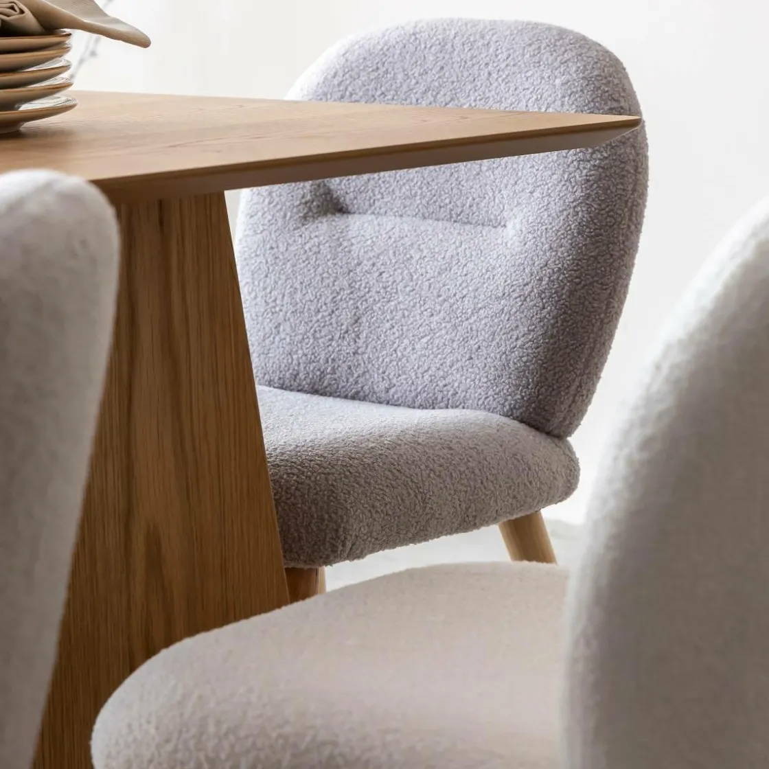 Made in Meubles Chaise<Chaise en tissu bouclette grise Ayse (lot de 2)