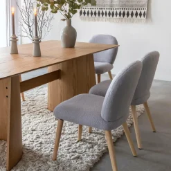 Made in Meubles Chaise<Chaise en tissu bouclette grise Ayse (lot de 2)