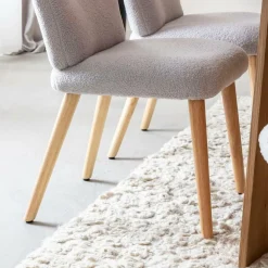 Made in Meubles Chaise<Chaise en tissu bouclette grise Ayse (lot de 2)