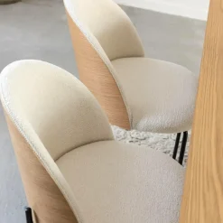 Made in Meubles Chaise<Chaise en tissu bouclette écru clair et métal Nyssa (lot de 2)
