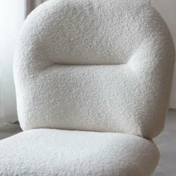 Made in Meubles Chaise<Chaise en tissu bouclette blanche Ayse (lot de 2)