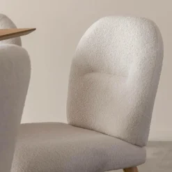 Made in Meubles Chaise<Chaise en tissu bouclette blanche Ayse (lot de 2)