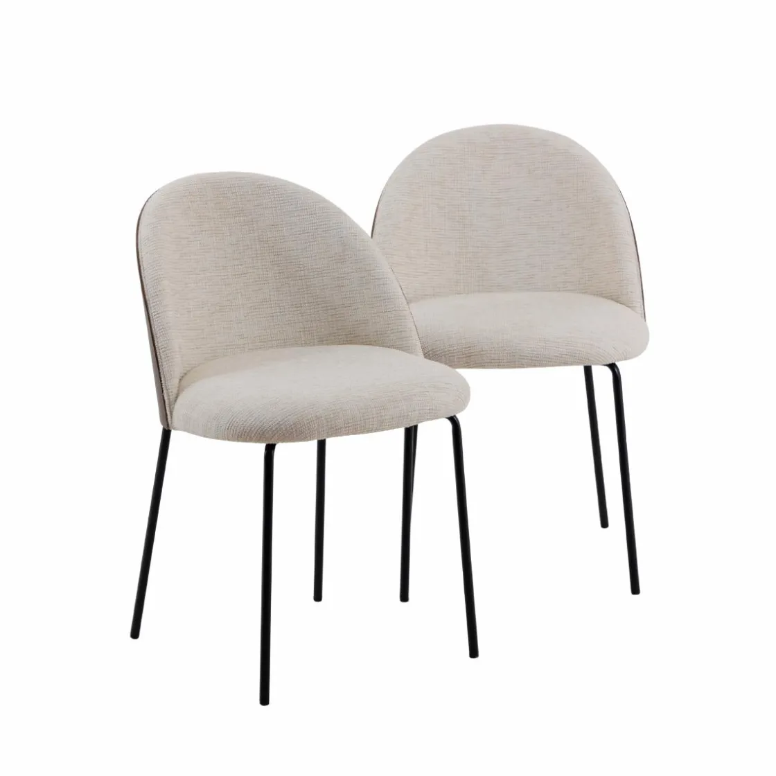 Made in Meubles Chaise<Chaise en tissu écru et métal Nyssa (lot de 2)