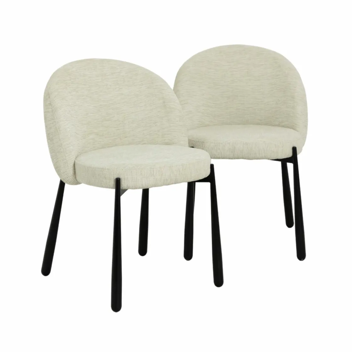 Made in Meubles Chaise<Chaise en tissu écru et pieds en métal Ondine (lot de 2)