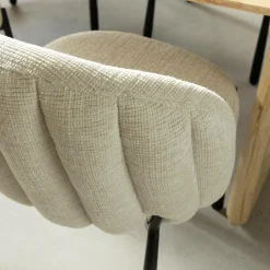 Made in Meubles Chaise<Chaise en tissu écru et pieds en métal Ondine (lot de 2)