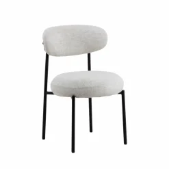 Made in Meubles Chaise<Chaise en tissu écru et pieds en métal noir Janis (lot de 2)