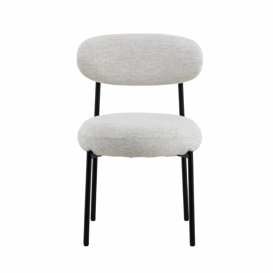 Made in Meubles Chaise<Chaise en tissu écru et pieds en métal noir Janis (lot de 2)