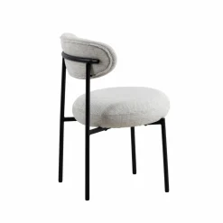 Made in Meubles Chaise<Chaise en tissu écru et pieds en métal noir Janis (lot de 2)