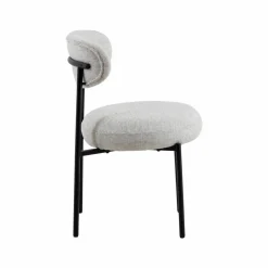 Made in Meubles Chaise<Chaise en tissu écru et pieds en métal noir Janis (lot de 2)