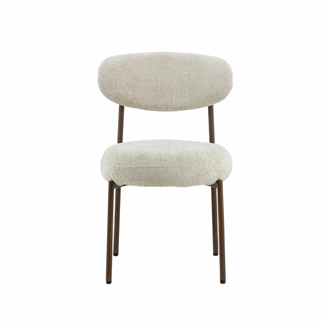 Made in Meubles Chaise<Chaise en tissu écru et pieds en métal effet bois Janis (lot de 2)