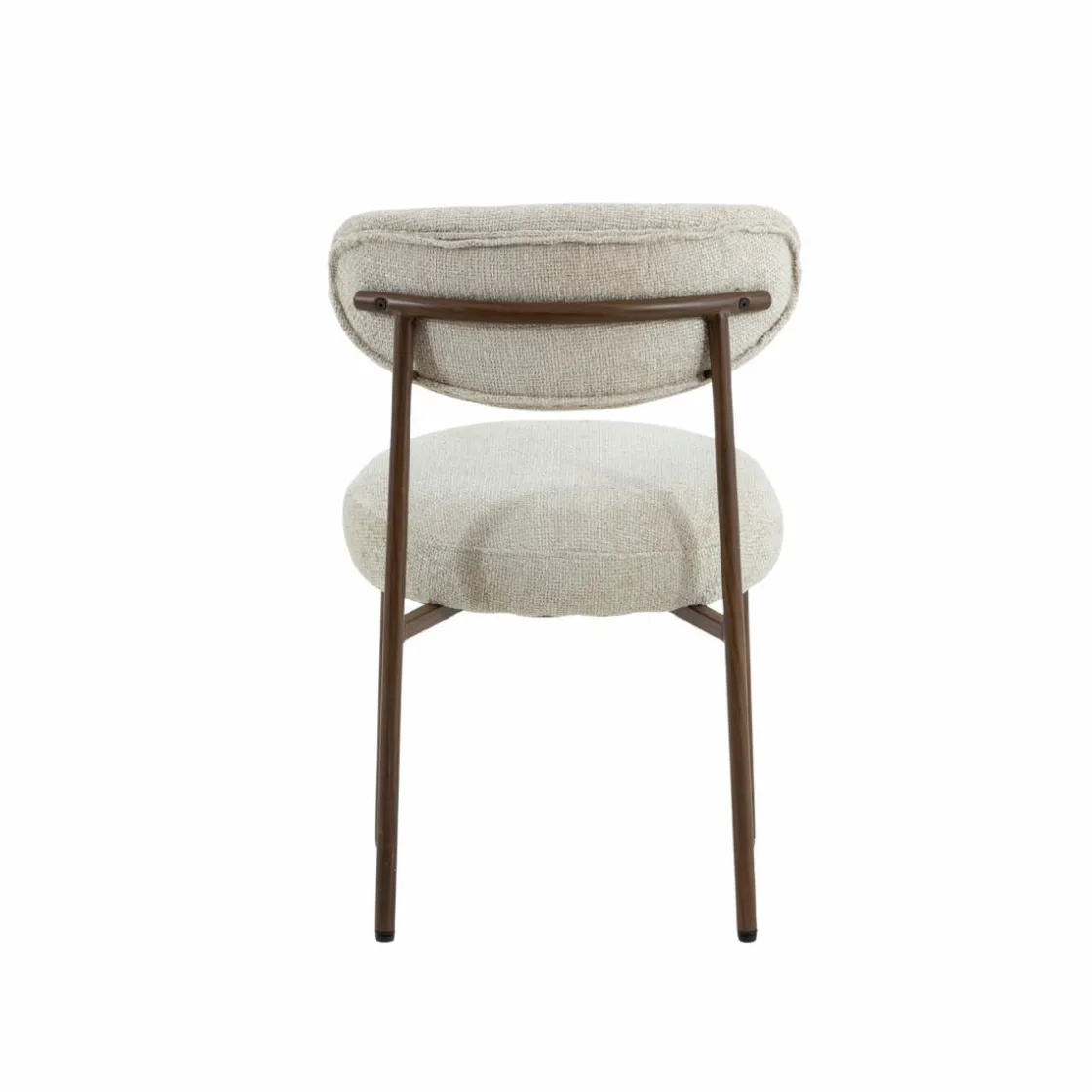 Made in Meubles Chaise<Chaise en tissu écru et pieds en métal effet bois Janis (lot de 2)