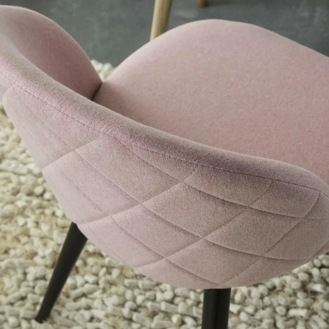 Made in Meubles Chaise<Chaise en tissu rose pâle et métal Jasmine (lot de 2)