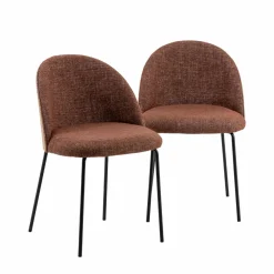 Made in Meubles Chaise<Chaise en tissu terracotta et bois clair Nyssa (lot de 2)