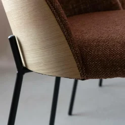 Made in Meubles Chaise<Chaise en tissu terracotta et bois clair Nyssa (lot de 2)