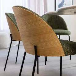 Made in Meubles Chaise<Chaise en tissu vert et bois clair Nyssa (lot de 2)