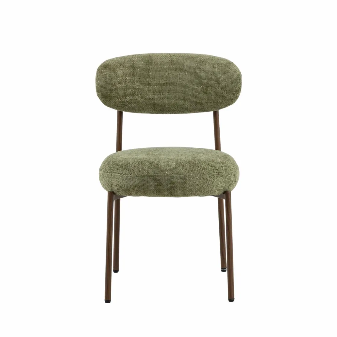 Made in Meubles Chaise<Chaise en tissu vert et métal effet bois Janis (lot de 2)