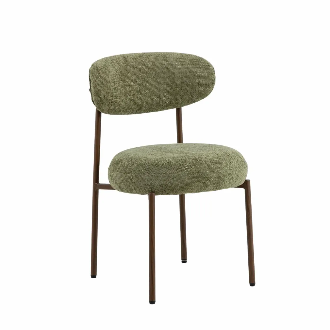 Made in Meubles Chaise<Chaise en tissu vert et métal effet bois Janis (lot de 2)