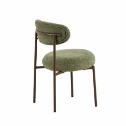 Made in Meubles Chaise<Chaise en tissu vert et métal effet bois Janis (lot de 2)