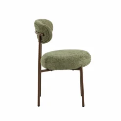 Made in Meubles Chaise<Chaise en tissu vert et métal effet bois Janis (lot de 2)